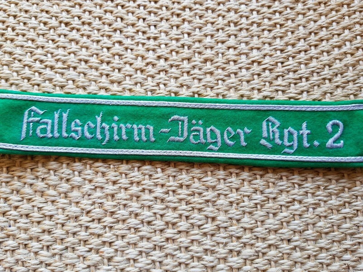 WW2 German Luftwaffe Fallshirmjäger Regiment 2 cuff titles Bullion treads