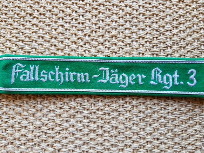 WW2 German Luftwaffe Fallshirmjäger Regiment 3 cuff titles grey treads